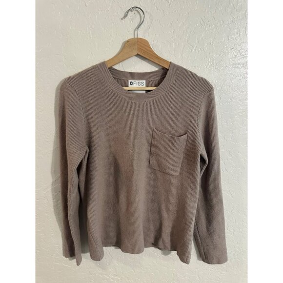 Figs Knit Ribbed Pullover Sweater in Latte Brown - Picture 2 of 11